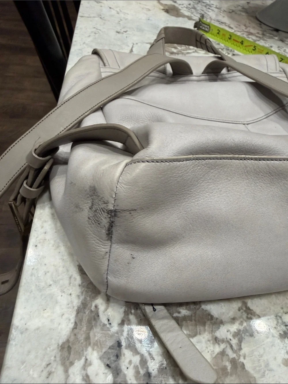 Cole Haan Light greyLeather Backpack with Braided Accents